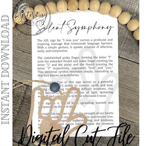 Silent Symphony - ASL I Love You Sign Ornament, prezent w języku migowym, zawieszka samochodowa I Love You Sign, ozdoby do opowieści ***Tylko plik cyfrowy