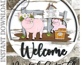 Add-On Insert for 10.50" Interchangeable Door Hanger/Interior Sign, Pig Pen Insert, Pig Theme Decor, Pig Sign SVG **Digital File only***