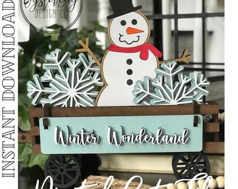 Add on for Interchangeable Wagon/Crate Shelf Sitter - Winter Wonderland, Standing Interchangeable Wagon/Crate Digital File Only, Glowforge