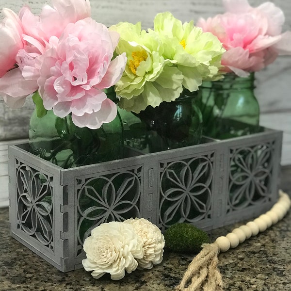 3 Section Multi Purpose Tray, Farmhouse Tile Design, Caddy, Floral Display, Centerpiece DIGITAL Files only