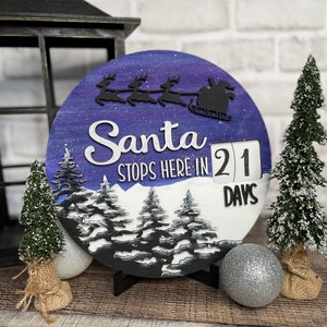 Santa is Coming Countdown Calendar, Perpetual Countdown Calendar, Christmas Advent Calendar, Rustic Christmas ***Digital File Only