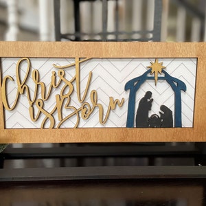 Add on for Farmhouse Interchangeable Sign Shelf Sitter, Nativity, ADD ON ONLY Interchangeable Sign Digital File Only, Glowforge