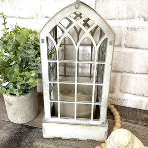 Cathedral Window Farmhouse Lantern, Rustic Farmhouse Lantern, Faux Candle holder, Fairy Light Lantern, Centerpiece,  Digital File Only