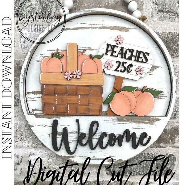 Add-On Insert for 10.50" Interchangeable Door Hanger/Interior Sign, Just Peachy, Peach Door Hanger, Fresh Peaches Sign **Digital File only**