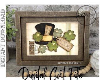 St. Patrick's Day Farmhouse Sign Insert, Kiss Me Clover Design (Digital File Only)