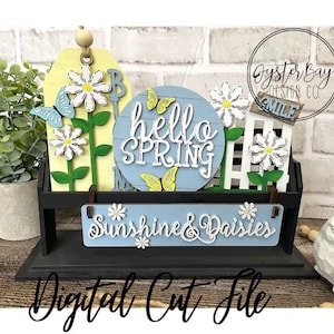 Complemento para carrinho intercambiável/caixa/prateleira elevada - bandeja em camadas Daisy, bandeja em camadas Hello Spring, placa Daisys SVG**Somente arquivo digital