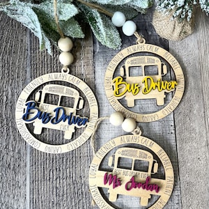 Bus Driver Ornament SVG, Best Bus Driver Ever Ornaments, Personalized Bus Driver Gift - Appreciation SVG ***Digital File Only