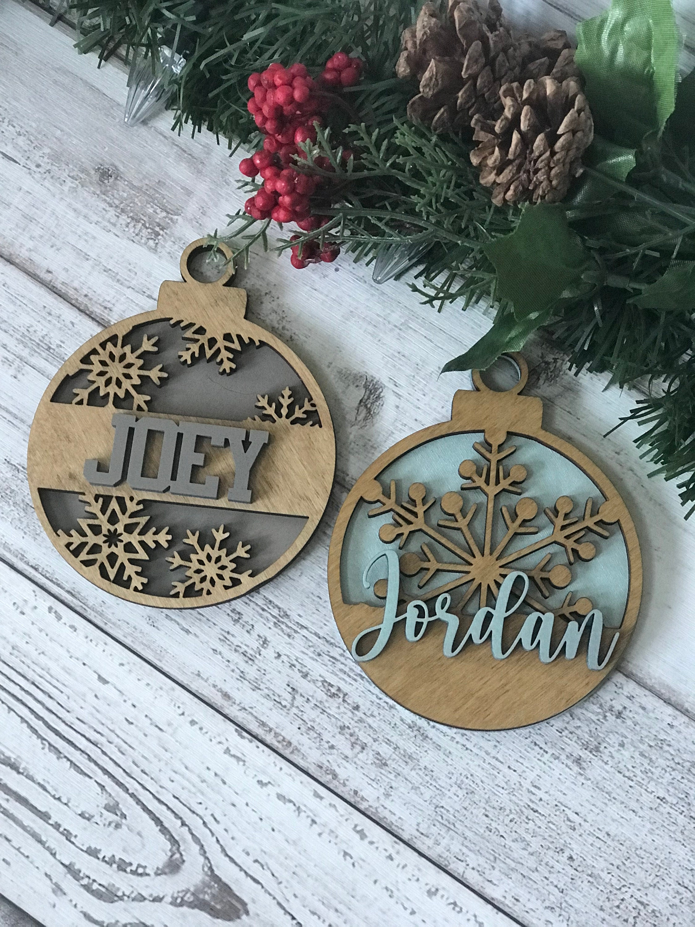 Wilderness Wood Christmas Ornaments Personalized, Christmas