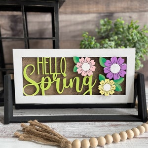 Add on for Farmhouse Interchangeable Sign Shelf Sitter, Hello Spring, Spring Flowers ADD ON ONLY Interchangeable Sign, Digital File Only