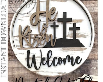 Add-On Insert for 10.50" Interchangeable Door Hanger/Interior Sign, He is Risen, Religious Easter, SVG, Digital File only