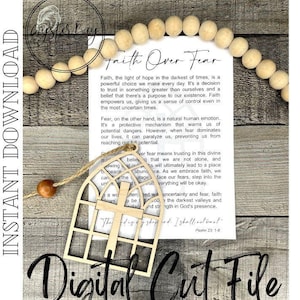 Decorazione della cattedrale "Fede sopra la paura", decorazione della croce della cattedrale, decorazione ispiratrice, regalo religioso, decorazioni con storie ***Solo file digitale