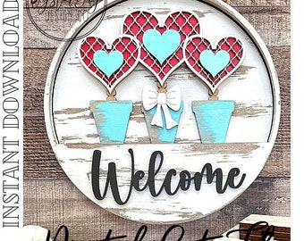 Add-On Insert for 10.50" Interchangeable Door Hanger/Interior Sign, Valentine, Hearts, Potted Hearts, SVG, Digital File only