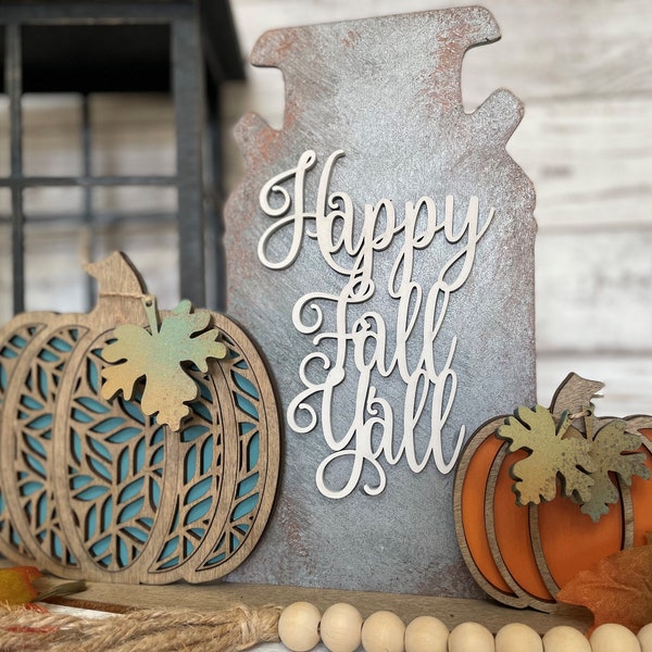 Milk Can Pumpkin Shelf Sitter, Happy Fall Y'all, Fall Pumpkins, Fall Décor, Rustic Farmhouse Style, Entryway Décor, DIGITAL Files only