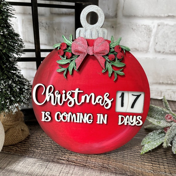 Mini Christmas Ornament Countdown Calendar, Perpetual Countdown Calendar, Christmas Advent Calendar, Rustic Christmas ***Digital File Only