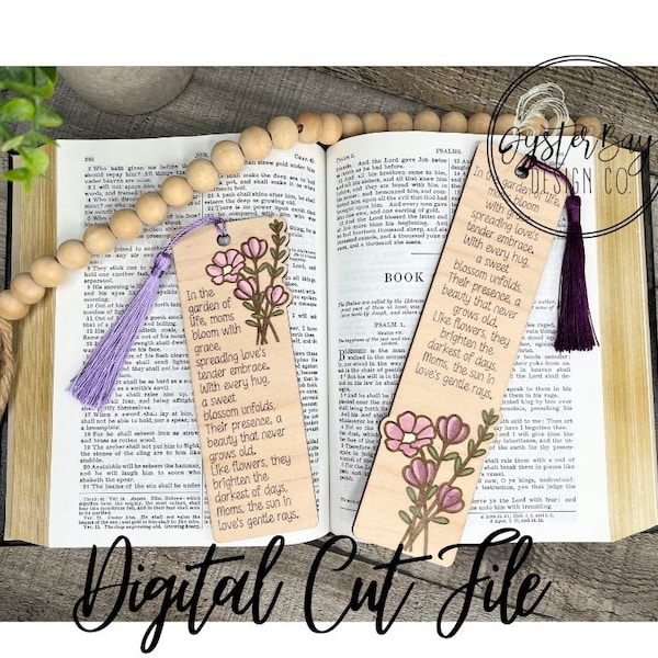 Blooming with Love - Mother's Bookmark, Flowers for Mom Bookmark SVG, Mother's Day Bookmark with Story Card **Digital File Only