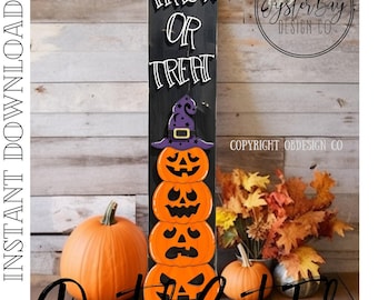 Trick or Treat Porch Leaner SVG File, Halloween Porch Sign, Light-up Porch Leaner, Light up Porch Sign SVG - Digital File Only