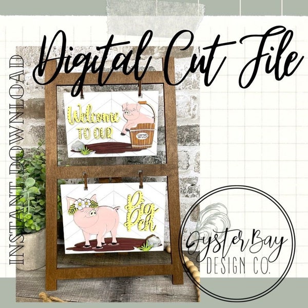 Insert for Ladder Farmhouse Interchangeable Sign, Pig Insert, Welcome to our Pig Pen, Pig Decor SVG Ladder Hanging Sign ***Digital File Only
