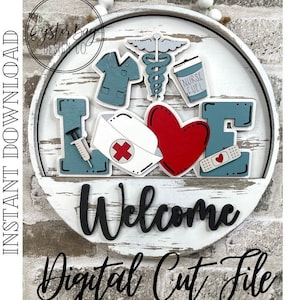 Add-On Insert for 10.50&quot; Interchangeable Door Hanger/Interior Sign, Nurse, Nurse Door Hanger, Nurse Love Sign SVG ***Digital File only
