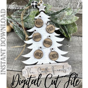 Christmas Tree Family Ornament, Vintage Christmas, Christmas Ornaments, Farmhouse Christmas, Rustic Christmas ***Digital File Only