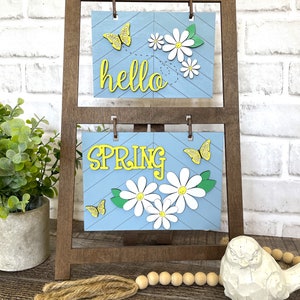 Insert for Ladder Farmhouse Interchangeable Sign, Daisies, Hello Spring Ladder Interchangeable Hanging Sign ***Digital File Only