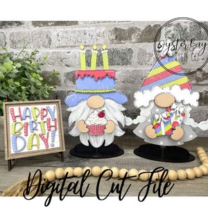 Birthday Insert File for Standing Gnome Interchangeable, Birthday Gnome Interchangeable SVG Insert Only, Gnome Insert **Digital File Only