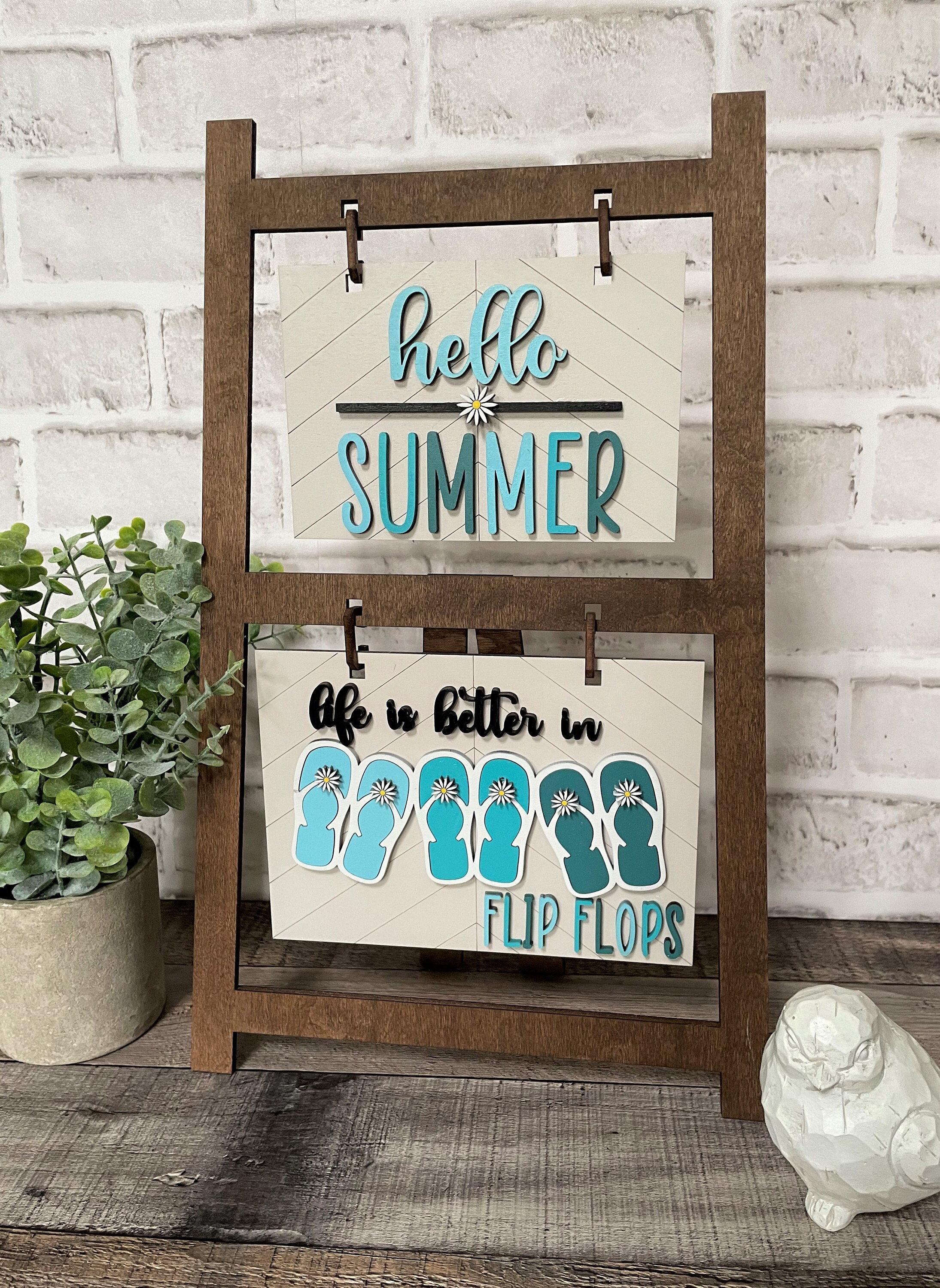 Summer Sign Insert, Flip Flops, Hello Summer (digital File) - Etsy