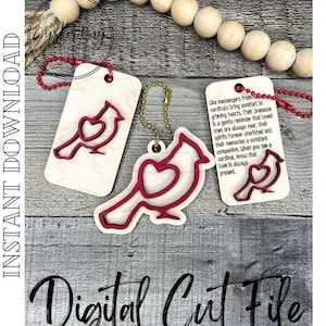 Cardinal - souvenir porte-clé histoire SVG, breloque, cardinal porte-clé, cadeau souvenir d'amour, cadeau de deuil, porte-clés histoire *** fichier numérique uniquement