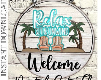 Add-On Insert for 10.50" Interchangeable Door Hanger/Interior Sign, Summer - Chairs, Beach Chairs, Relax Beach Sign SVG, Digital File only