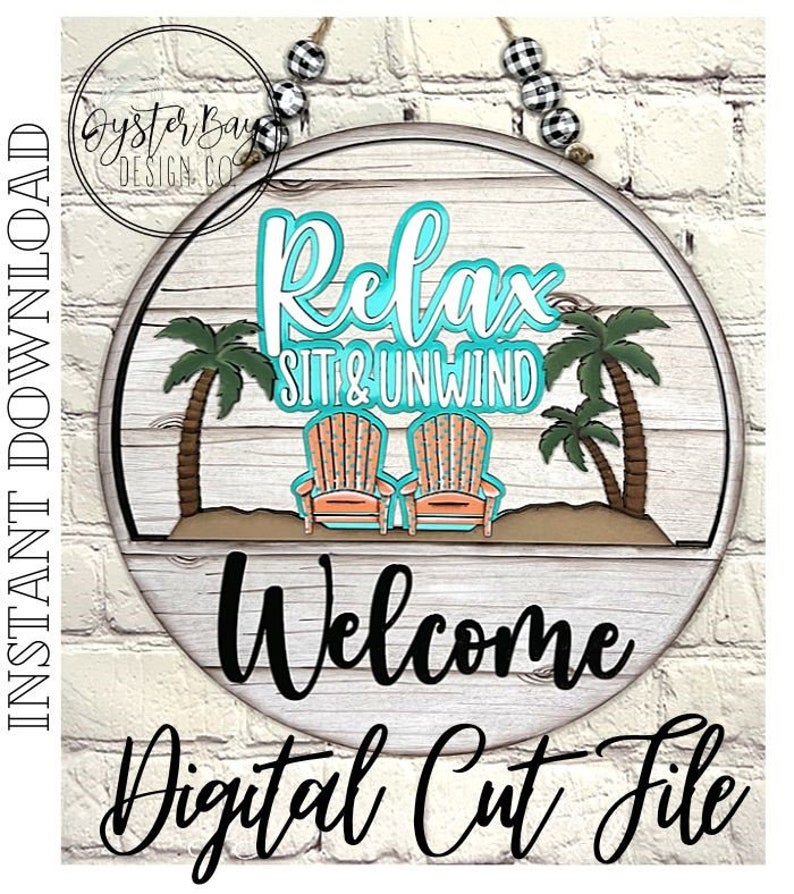 Add-On Insert for 10.50 Interchangeable Door Hanger/Interior Sign, Summer Chairs, Beach Chairs, Relax Beach Sign SVG, Digital File only image 1