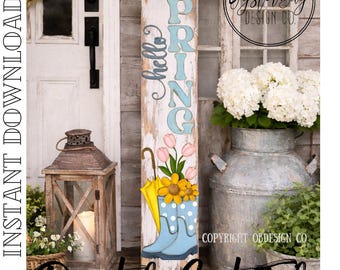 Spring Rain Boots Porch Leaner SVG, Flowers, 4ft Sign (Digital Download Only)