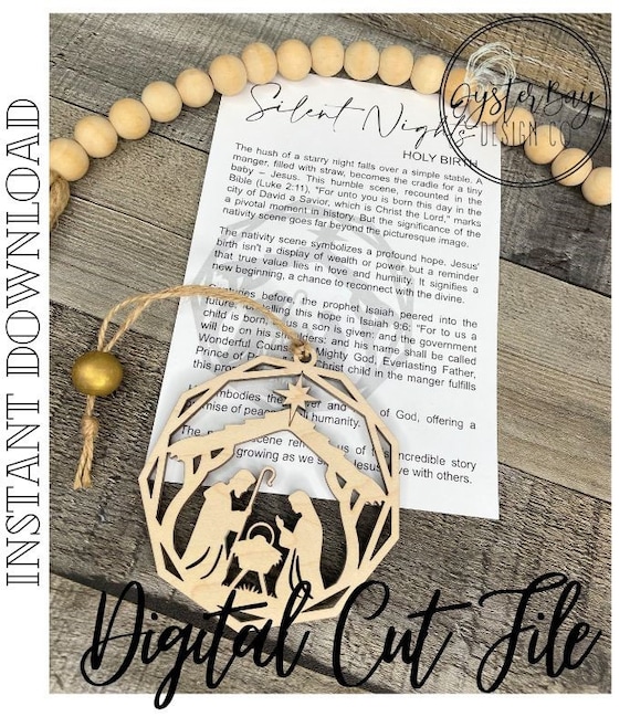 Silent Night's Holy Birth - Nativity Ornament, Graduation Story Card, Car Charm, Nativity Story Ornaments ***Digital File Only