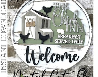 Add-On Insert for 10.50" Interchangeable Door Hanger/Interior Sign, Chicken Insert, The Chick Inn Sign, Chicken Sign ***Digital File only