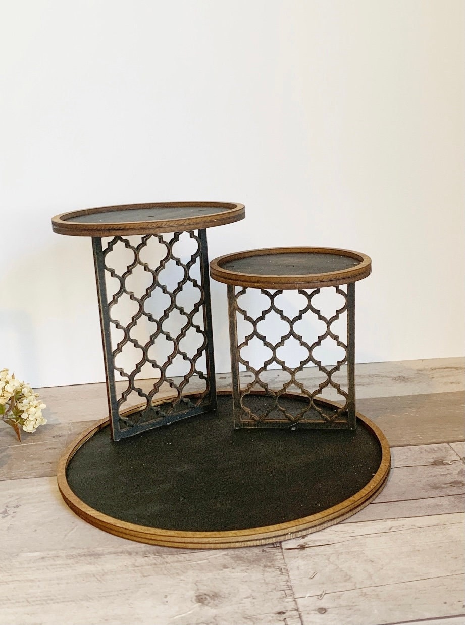 Round Shiplap Tri-Level Tiered Tray, Shiplap Tiered Tray, Laser Cut Tiered Tray, Digital File Only, Glowforge