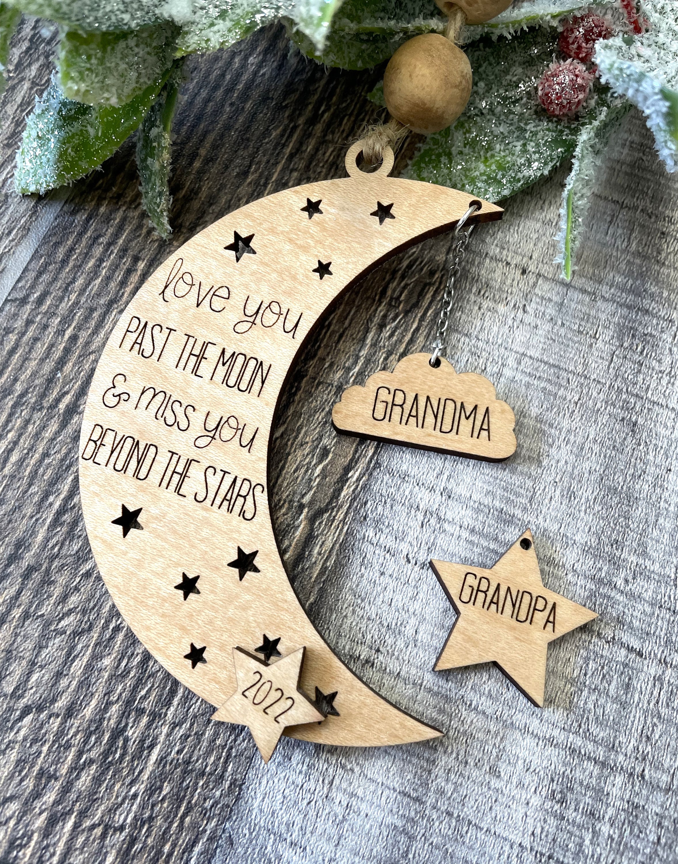 Love you Past the Moon and Beyond the Stars Dangle Ornament - Memorial Ornament, Christmas Ornaments, Remember Me Ornament Digital File Only