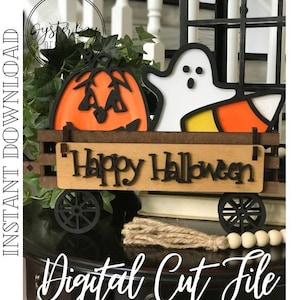 Complemento para estantería intercambiable para vagones/cajas - Halloween, vagones/cajas intercambiables de pie (solo archivo digital), Glowforge