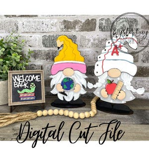 School Insert File for Standing Gnome Interchangeable, Welcome Back/Last Day Gnome Interchangeable SVG Insert Only **Digital File Only
