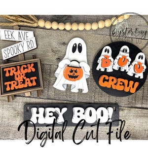 Hey Boo Tiered Tray Insert, Ghost Tiered Tray Insert, Boo Crew Insert SVG, Wagon Insert SVG **Digital File Only image 3