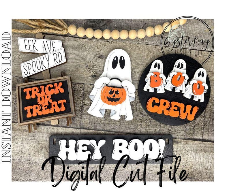 Hey Boo Tiered Tray Insert, Ghost Tiered Tray Insert, Boo Crew Insert SVG, Wagon Insert SVG **Digital File Only image 3