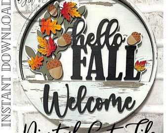 Add-On Insert for 10.50" Interchangeable Door Hanger/Interior Sign, Hello Fall Door Hanger, Fall Leaves Door Hanger, SVG, Digital File only