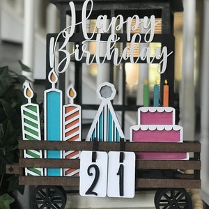 Add on for Interchangeable Wagon/Crate Shelf Sitter - Birthday, Standing Interchangeable Wagon/Crate Digital File Only, Glowforge