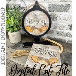 ADD ON Tabletop Farmhouse Drop in Interchangeable Insert, Fall Blessings, Fall Decor Round/Square Tabletop Sign ***Digital File Only