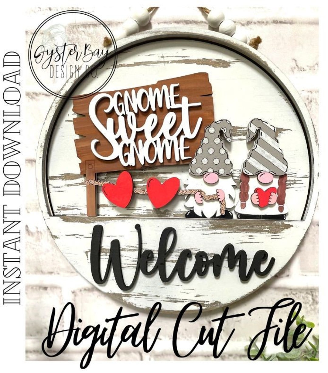 Gnome Door Hanger Insert SVG, Home Sweet Home Add-on (digital File Only ...