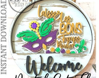 Add-On Insert for 10.50" Interchangeable Door Hanger/Interior Sign, Mardi Gras, Fleur de Lis, SVG, Digital File only