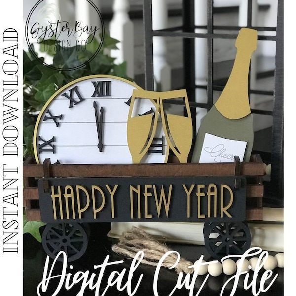 Add on for Interchangeable Wagon/Crate Shelf Sitter - New Year Eve, New Years Decor Interchangeable Wagon/Crate **Digital File Only