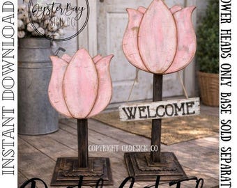 Tulip Heads SVG, Porch Flower Welcome Sign, Laser Cut File (Digital File Only)