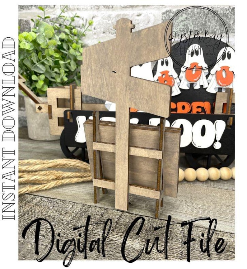Hey Boo Tiered Tray Insert, Ghost Tiered Tray Insert, Boo Crew Insert SVG, Wagon Insert SVG **Digital File Only image 4