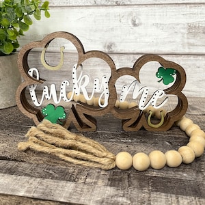 Double Shamrock St. Patrick's Day Shelf Sitter, St. Patrick's Day Shelf Sitter, Lucky Me SVG, Farmhouse Style Sign SVG **DIGITAL File Only**