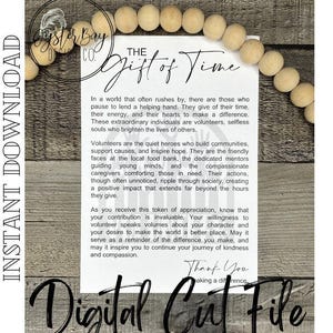 The Gift of Time Volunteer Ornament, Volunteer Story Card Ornament, Volunteer Gift, Helpers Story Ornaments **Digital File Only image 4