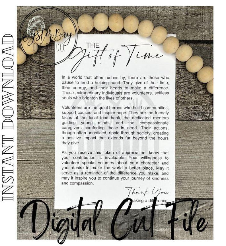 The Gift of Time Volunteer Ornament, Volunteer Story Card Ornament, Volunteer Gift, Helpers Story Ornaments **Digital File Only image 4