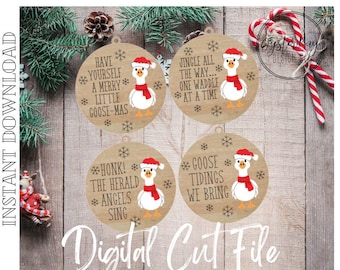 Funny Goose Ornaments, Silly Goose Christmas, Silly Goose Ornament, Santa Goose Christmas Ornament, Goose Pun Ornaments ***Digital File Only